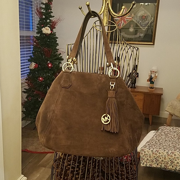 Michael Kors brown leather suede handbag